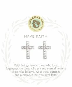 Spartina Sea La Vie - Stud Earrings Have Faith/Cross Silver