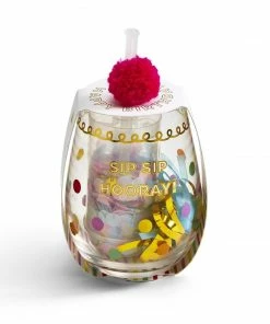 Two's Company Gifts Birthday Stemless Glass With Confetti Popper And Noise Maker