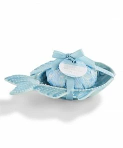 Two's Company Fish Soap Dish With Ocean Mist Scented French Milled Soap