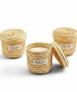 Two's Company Gifts Straw Lidded Basket Candle - Lilac & Grapefruit