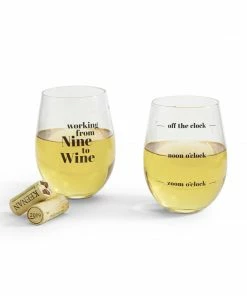 Two's Company Gifts Stemless Wine Glass - Off The Clock