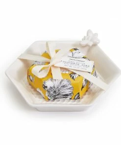 Two's Company Bee Clean Honey Soap With Honeycomb And Bee Soap Dish