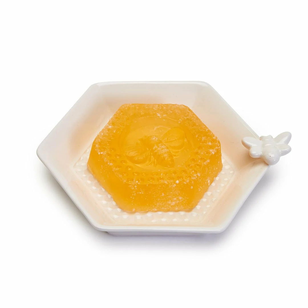 Two's Company Bee Clean Honey Soap With Honeycomb And Bee Soap Dish