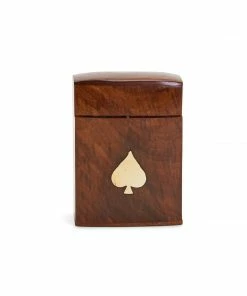 Two Wood Crafted Playing Card Set In Wooden Box