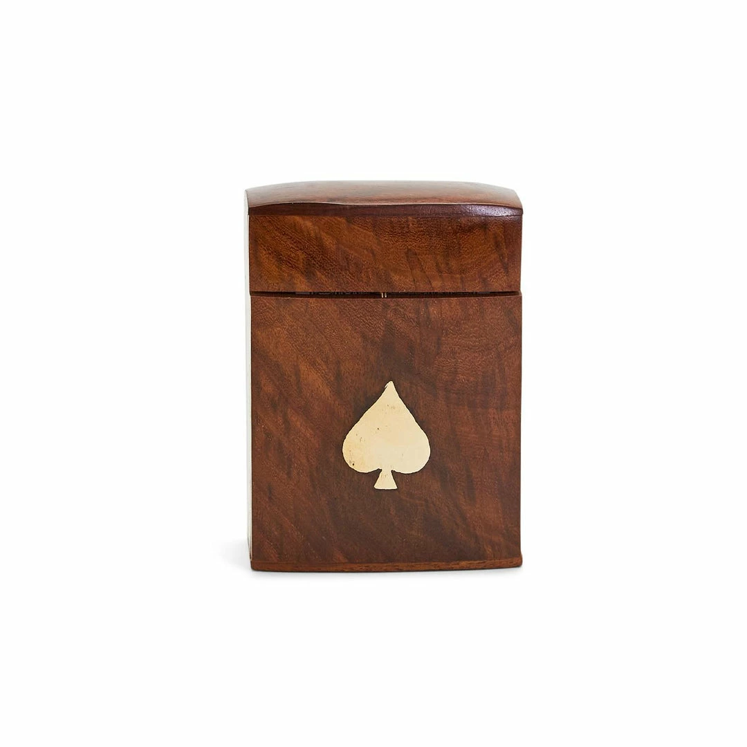 Two Wood Crafted Playing Card Set In Wooden Box