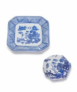 Two's Company Blue Willow Sandalwood Scented French Milled Soap With Porcelain Tray