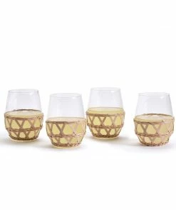 Two's Company Hand-Woven Lattice Stemless Wine Glass Gifts