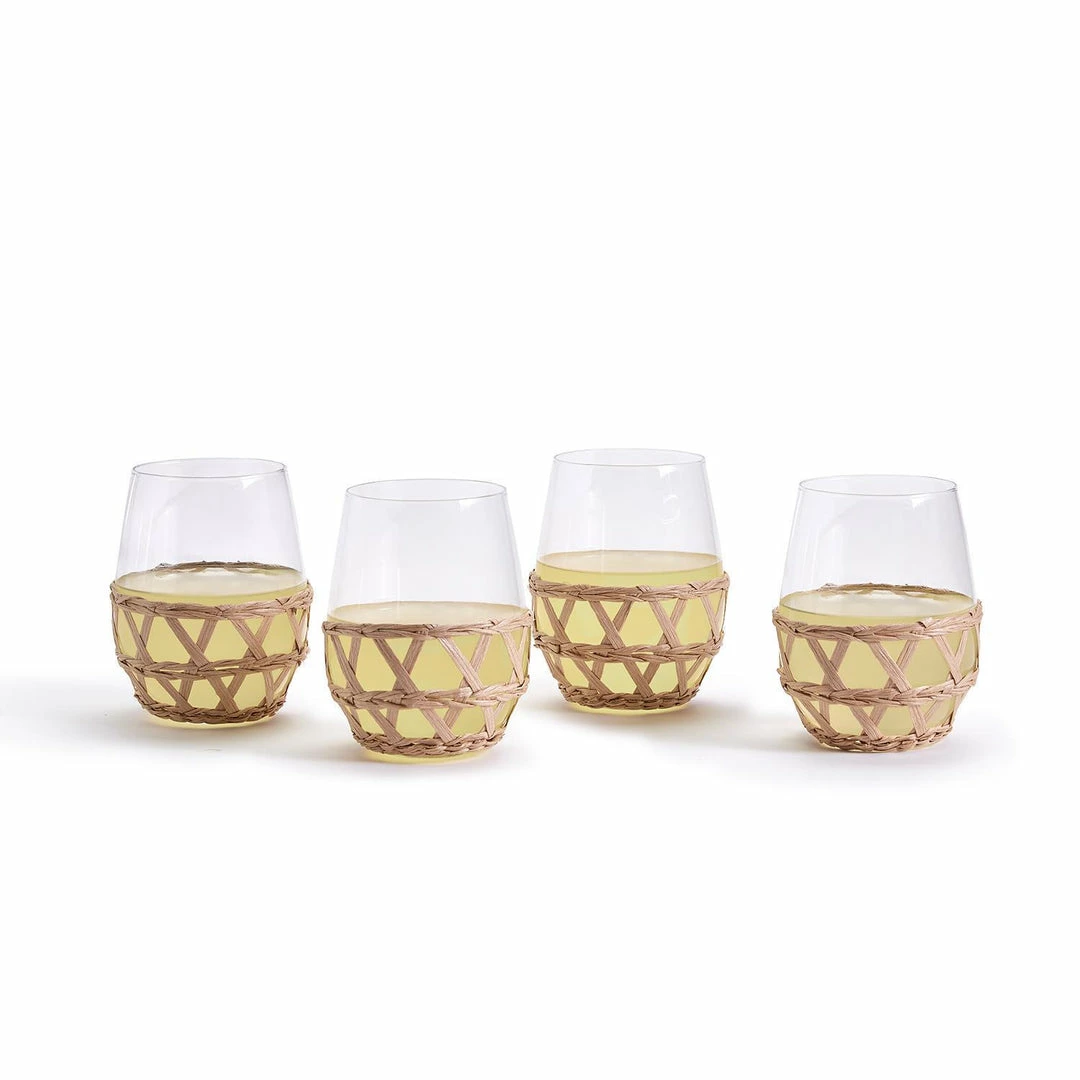 Two's Company Hand-Woven Lattice Stemless Wine Glass Gifts