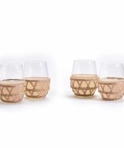 Two's Company Hand-Woven Lattice Stemless Wine Glass Gifts