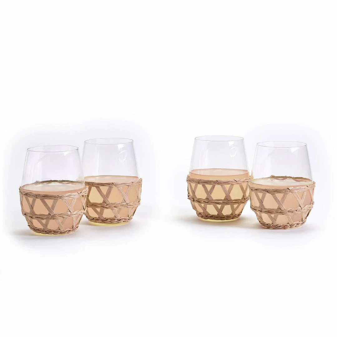 Two's Company Hand-Woven Lattice Stemless Wine Glass Gifts