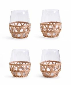 Two's Company Hand-Woven Lattice Stemless Wine Glass Gifts
