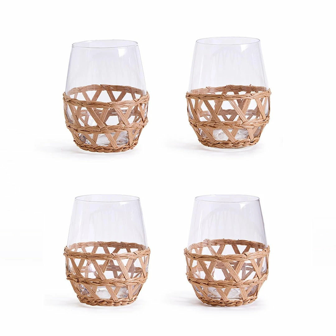 Two's Company Hand-Woven Lattice Stemless Wine Glass Gifts