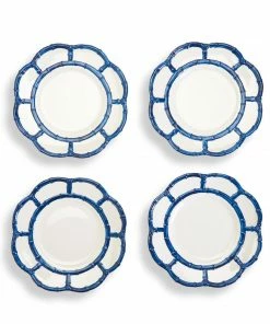 Two's Company Tabletop Blue Bamboo Touch Accent Plate Set Of 4