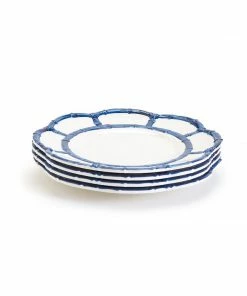 Two's Company Tabletop Blue Bamboo Touch Accent Plate Set Of 4