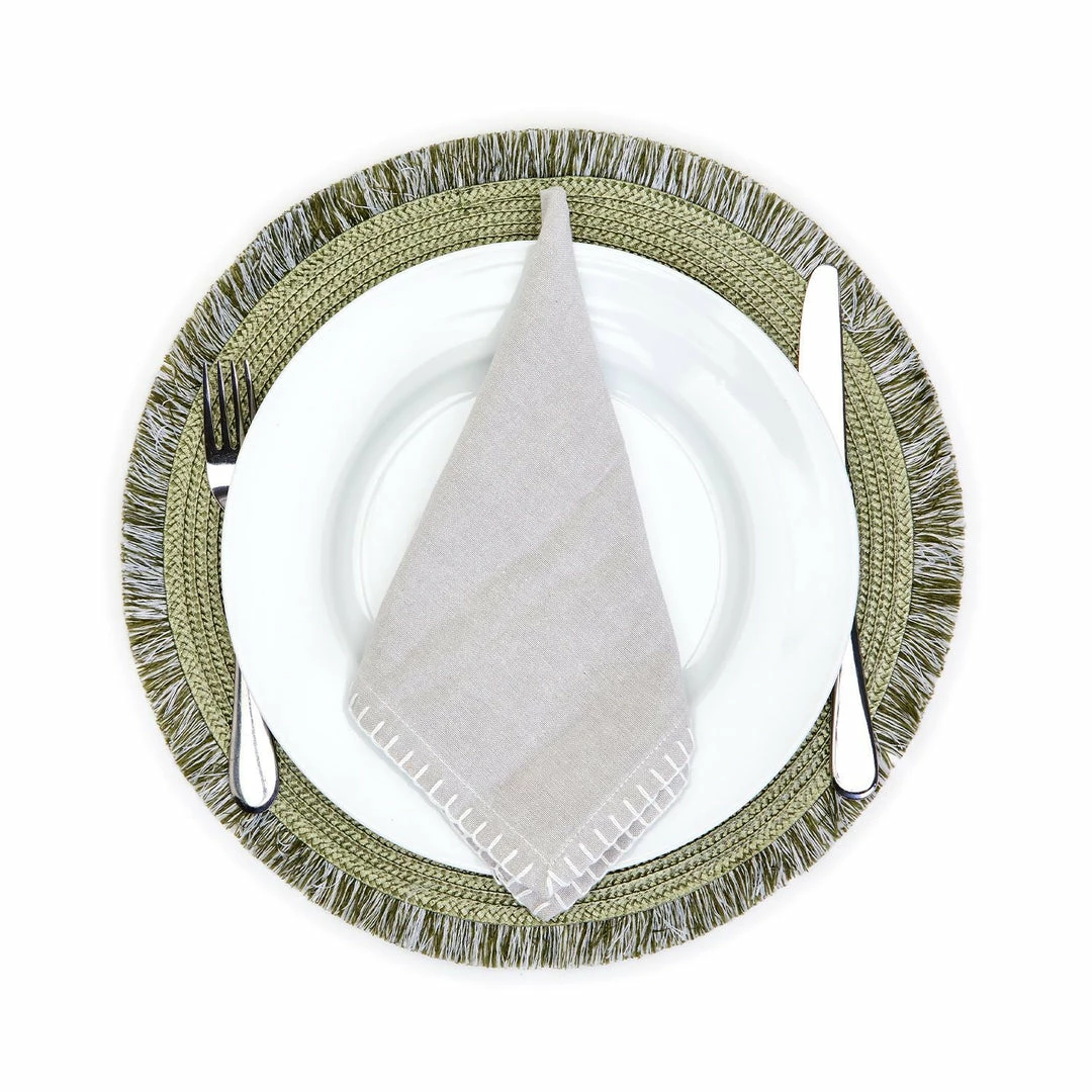Two's Company Tabletop Countryside Chic Set Of 4 Fringed Placemats