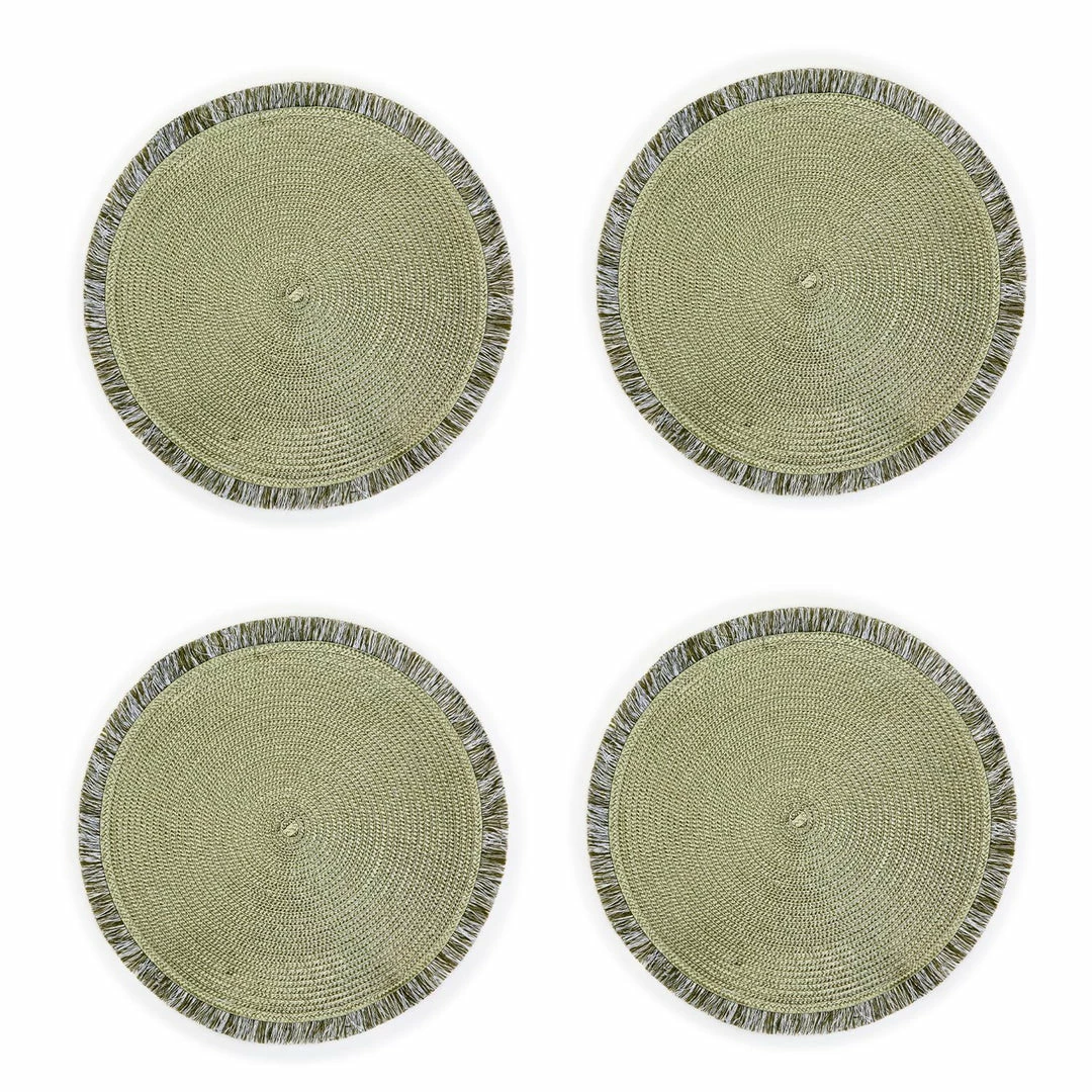 Two's Company Tabletop Countryside Chic Set Of 4 Fringed Placemats