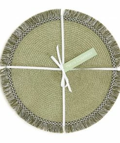 Two's Company Tabletop Countryside Chic Set Of 4 Fringed Placemats