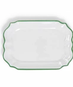 Two's Company Tabletop Garden Soiree Serving Platter With Green Border
