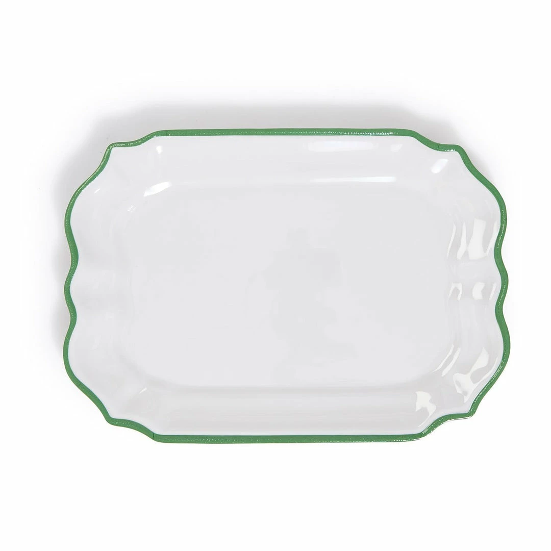 Two's Company Tabletop Garden Soiree Serving Platter With Green Border