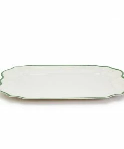 Two's Company Tabletop Garden Soiree Serving Platter With Green Border