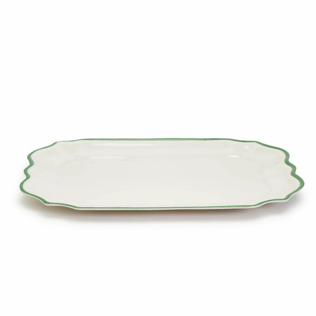 Two's Company Tabletop Garden Soiree Serving Platter With Green Border