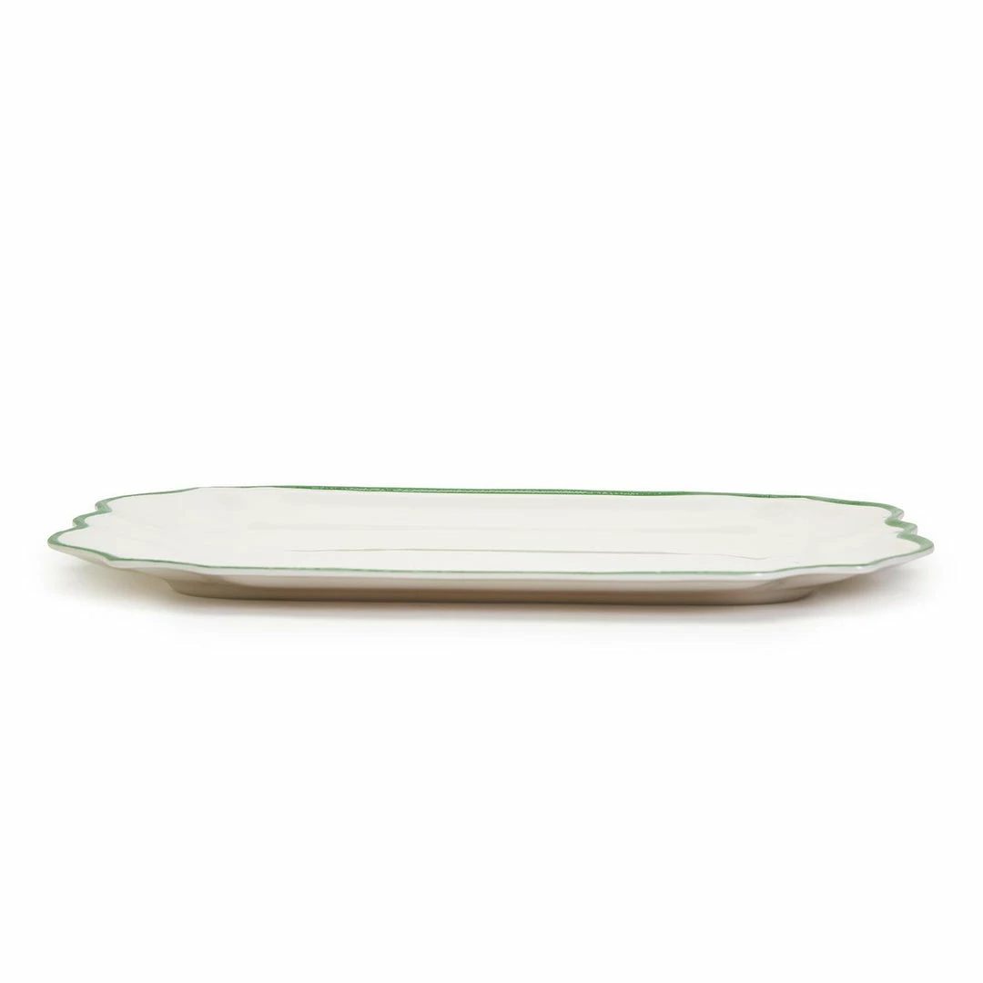 Two's Company Tabletop Garden Soiree Serving Platter With Green Border