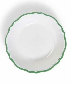 Two's Company Garden Soiree Serving Bowl With Green Border Tabletop