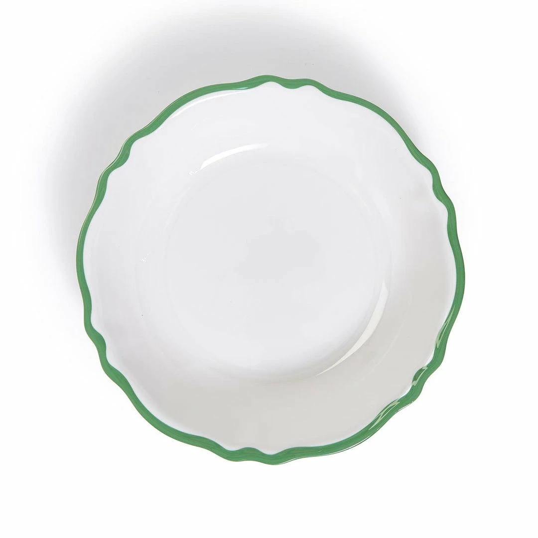 Two's Company Garden Soiree Serving Bowl With Green Border Tabletop