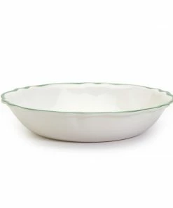 Two's Company Garden Soiree Serving Bowl With Green Border Tabletop
