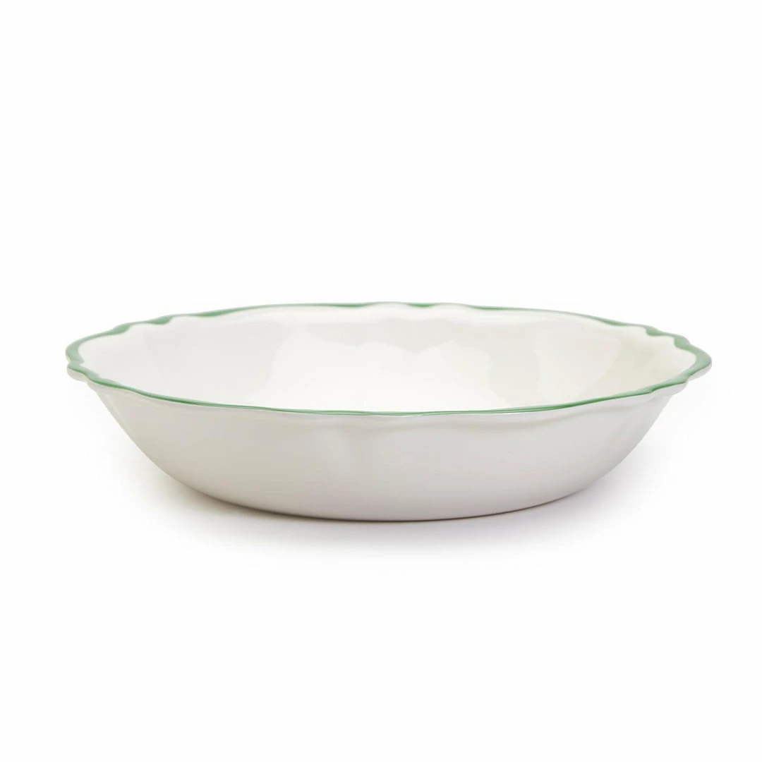 Two's Company Garden Soiree Serving Bowl With Green Border Tabletop