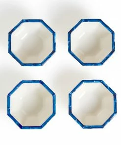 Two's Company Blue Bamboo Touch Octagonal Multipurpose Bowls