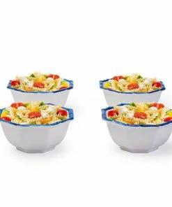 Two's Company Blue Bamboo Touch Octagonal Multipurpose Bowls