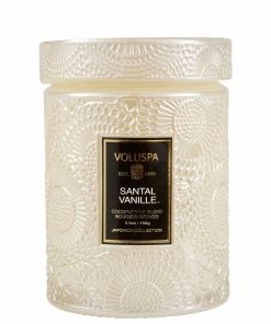 Voluspa Gifts Santal Vanille - 5.5 Oz Embossed Glass Jar Candle With Lid