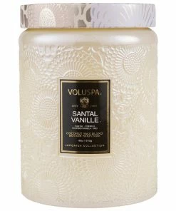 Voluspa Gifts Santal Vanille - Large Embossed Glass Candle With Lid