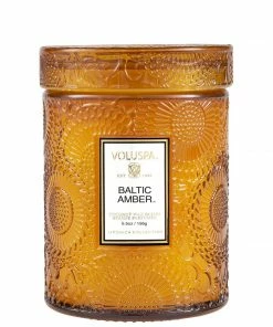 Voluspa Baltic Amber - 5.5 Oz Embossed Glass Jar Candle With Lid Gifts