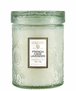 Voluspa French Cade Lavender - 5.5 Oz Embossed Glass Jar Candle With Lid Gifts