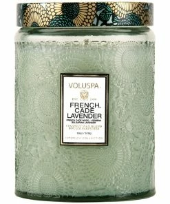 Voluspa Gifts French Cade Lavender - Large Embossed Glass Candle With Lid