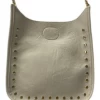 Ahdorned Bags Mini Faux Leather Studded Messenger - No Strap - Cream W/Gold