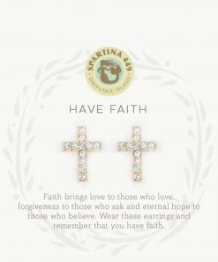 Spartina Sea La Vie - Stud Earrings Have Faith/Cross Gold Jewelry