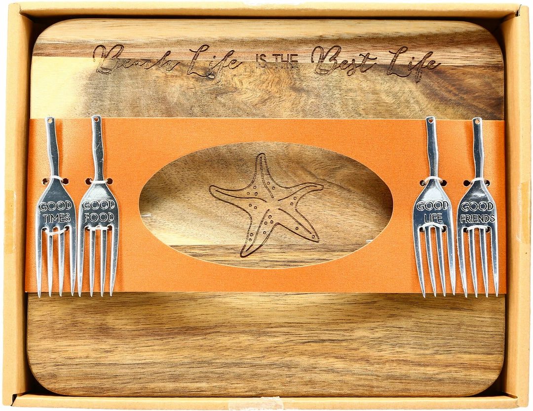 Pavilion Beach Life - 9" Acacia Cheese/Bread Board Set