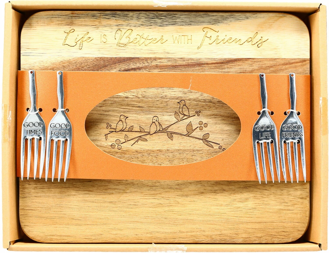 Pavilion Friends - 9" Acacia Cheese/Bread Board Set