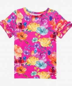 Posh Peanut Aminatu Basic Short Sleeve Micro Ruffled T-Shirt & Micro Ruffled Shorts