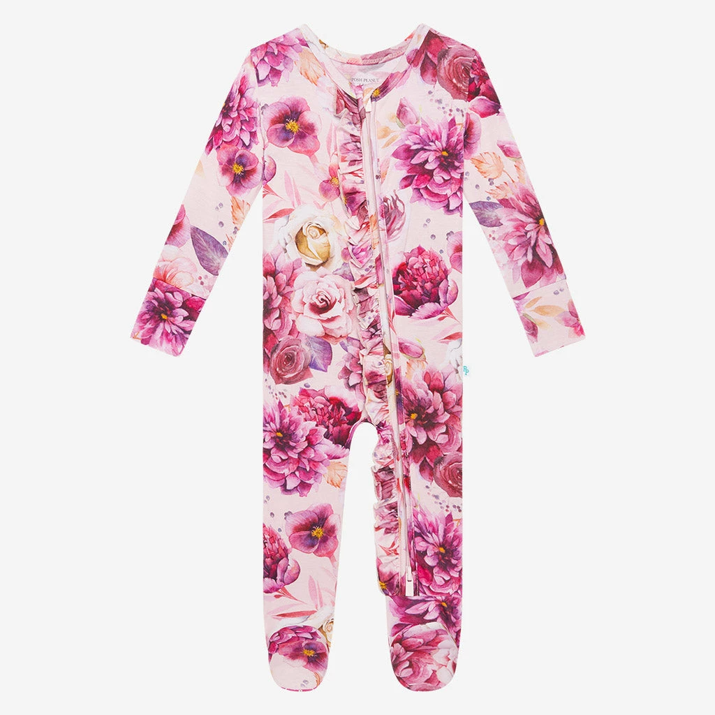 Posh Peanut Amira Footie Ruffled Zippered One Piece