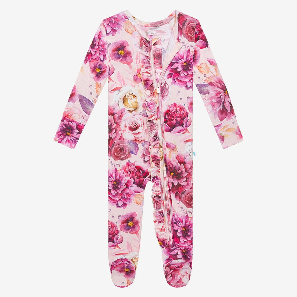 Posh Peanut Amira Footie Ruffled Zippered One Piece