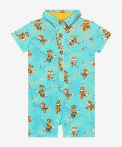 Posh Peanut Baby Arlo Short Sleeve Collared Henley Romper