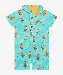 Posh Peanut Baby Arlo Short Sleeve Collared Henley Romper