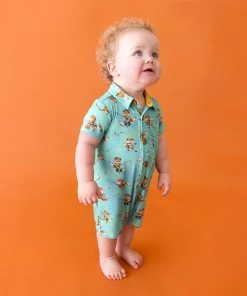 Posh Peanut Baby Arlo Short Sleeve Collared Henley Romper