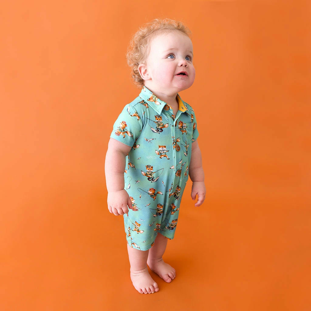 Posh Peanut Baby Arlo Short Sleeve Collared Henley Romper