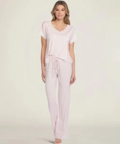 Barefoot Dreams Apparel Luxe Milk Jersey® V-neck Tee & Classic Pant Set