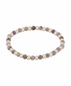Enewton Gold Grateful Pattern 4mm Bead Bracelet - Dogtooth Amethyst Jewelry
